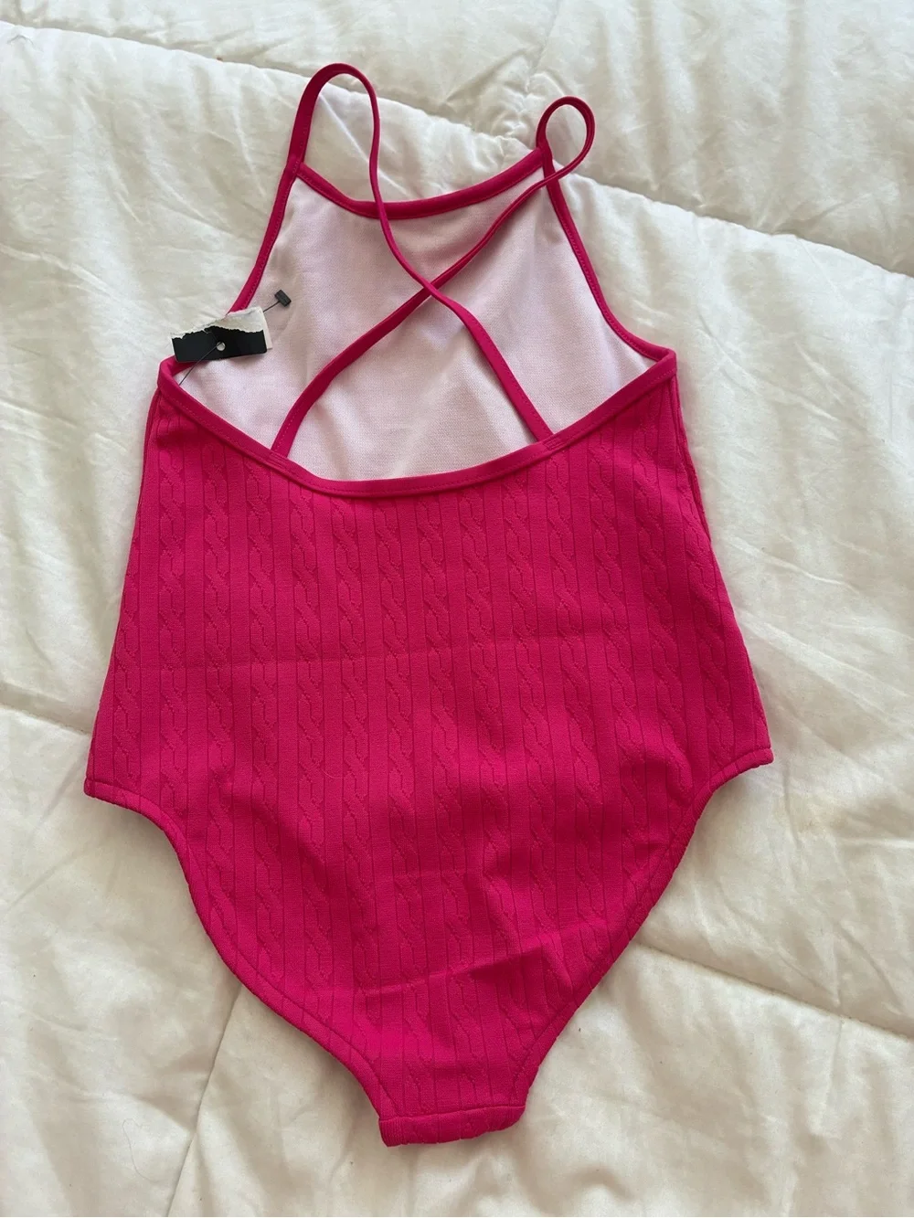 Ralph Lauren Bright Pink Cable-Knit One-Piece Swimsuit